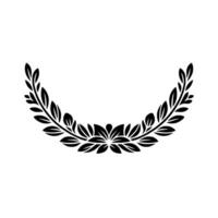 Elegant Black Laurel Wreath on White, Background vector