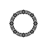 Floral Circle, Frame, Black and White, Minimalist vector