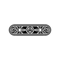 Elegant Floral Border Element in Black White, Illustration vector