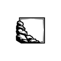 Rock Formation Frame - Minimalist Black and White vector