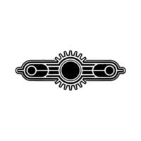 Steampunk Emblem in Black White Gear, Circle, and Bar vector