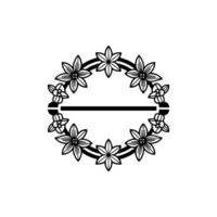 Floral Wreath Minimalist Black White vector