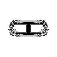 Elegant Floral Monogram Frame - Illustration, Black and White vector