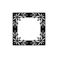 Minimalist Floral Frame Black White Decorative Border for vector