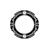 Abstract Black Clockwork Circle Frame on White, Minimalist vector