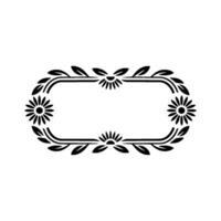 Elegant Floral Frame with Negative Space Black and White vector