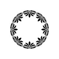 Black Floral Wreath on White Background Elegant vector