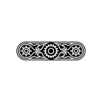 Minimalist Gear Mechanism Ornament in Black and White vector