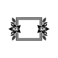 Elegant Floral Frame Illustration in Black and White - Minimalist vector
