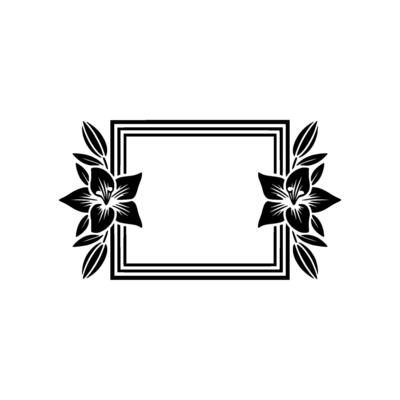 Elegant Floral Frame Illustration in Black and White - Minimalist