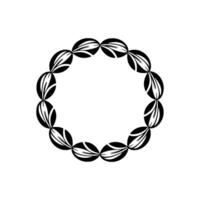 Minimalist Black and White Leaf Motif Circle Frame vector