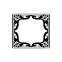 Elegant Black and White Lily Frame, Art Nouveau Floral Border, Blank Space vector