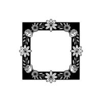 Elegant Floral Frame in Black and White Minimalist vector