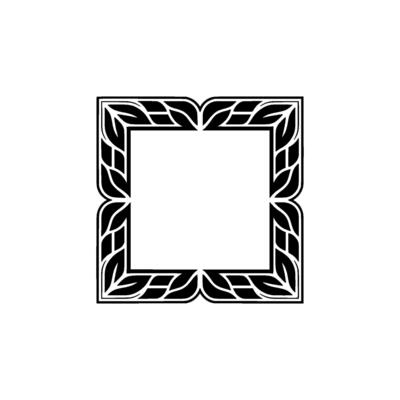Elegant Black Leaf Frame Element on White Background