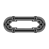 Art Deco Oval Frame with Silver and Black Elements vector