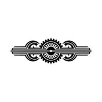 Steampunk Gear Element Ornate, Black White vector