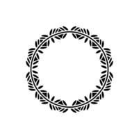 Minimalist Black Leaf Circle Frame on White Background - Wreath vector