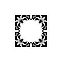 Ornate Floral Frame, Black and White, Minimalist, Art Deco Style vector