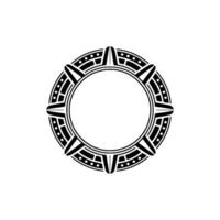 Geometric Circular Ornament, Black and White Decorative vector