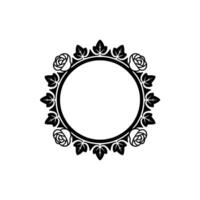 Elegant Black Floral Wreath Frame on White Background - Rose vector