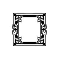 Elegant Floral Frame Minimalist Black White for Invitations vector