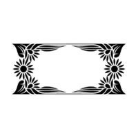 Floral Border Frame, Art Nouveau Style, Black on White, Blank Space vector