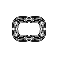 Decorative Oval Floral Frame in Black and White vector