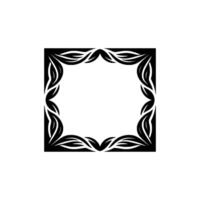 Elegant Leafy Black Frame on White Minimalist for Invitations Logos vector