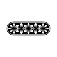 Floral Border Ornament in Black and White, Minimalist - Pattern vector