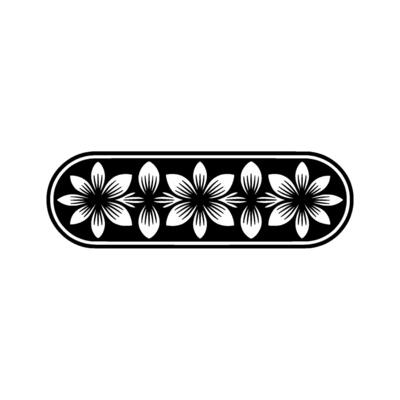 Floral Border Ornament in Black and White, Minimalist - Pattern