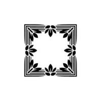 Black Floral Border Frame, Minimalist Element on Light Backdrop vector