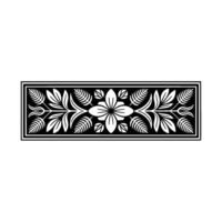 Elegant Floral Border in Black White, Decorative Element, Ornament vector