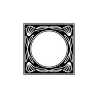 Elegant Art Nouveau Frame with Floral Accents on Neutral Background vector
