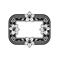 Elegant Floral Frame in Monochromatic Art Deco Style vector