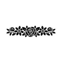 Elegant Black Floral Border Element on White Background, Flowers vector
