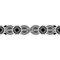 Minimalist Floral Border Black White Repeating Pattern vector