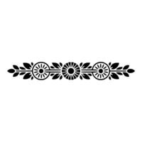 Decorative Floral Border Element in Black on White - Ornament vector