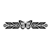 Decorative Black Butterfly Border Element, Symmetric vector