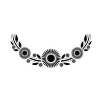 Elegant Floral Crest Silhouette in Black on White vector