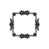 Elegant Black Floral Frame on White Minimalist - Border vector