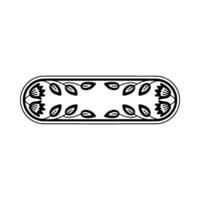 Elegant Floral Oval Frame in Black White, Minimalist - Leaves vector