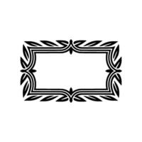 Elegant Black White Rectangular Frame with Leaf Motif on White vector