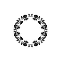 Black Floral Wreath on White Minimalist Element vector