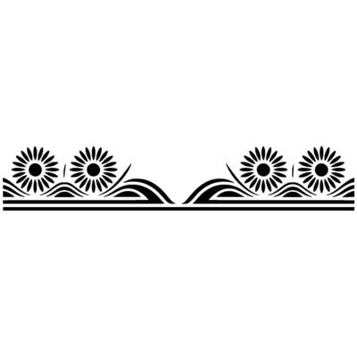 Elegant Floral Border - Black and White Decorative Element, Monochrome