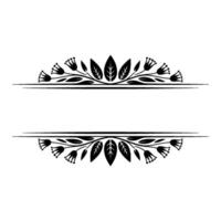 Floral Frame Ornament Minimalist Black and White Element vector
