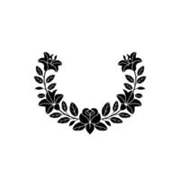 Elegant Floral Wreath Silhouette - Black White vector