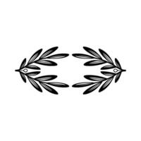 Minimalist Olive Branch Emblem, Black and Silver on White vector