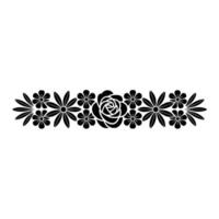 Black Floral Border Ornament, Decorative Line Art vector