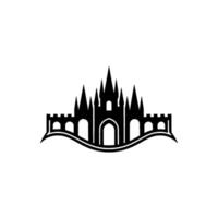 Black White Castle Minimalist, Architecture Emblem vector