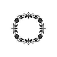 Elegant Black Floral Wreath on White Background, Frame vector